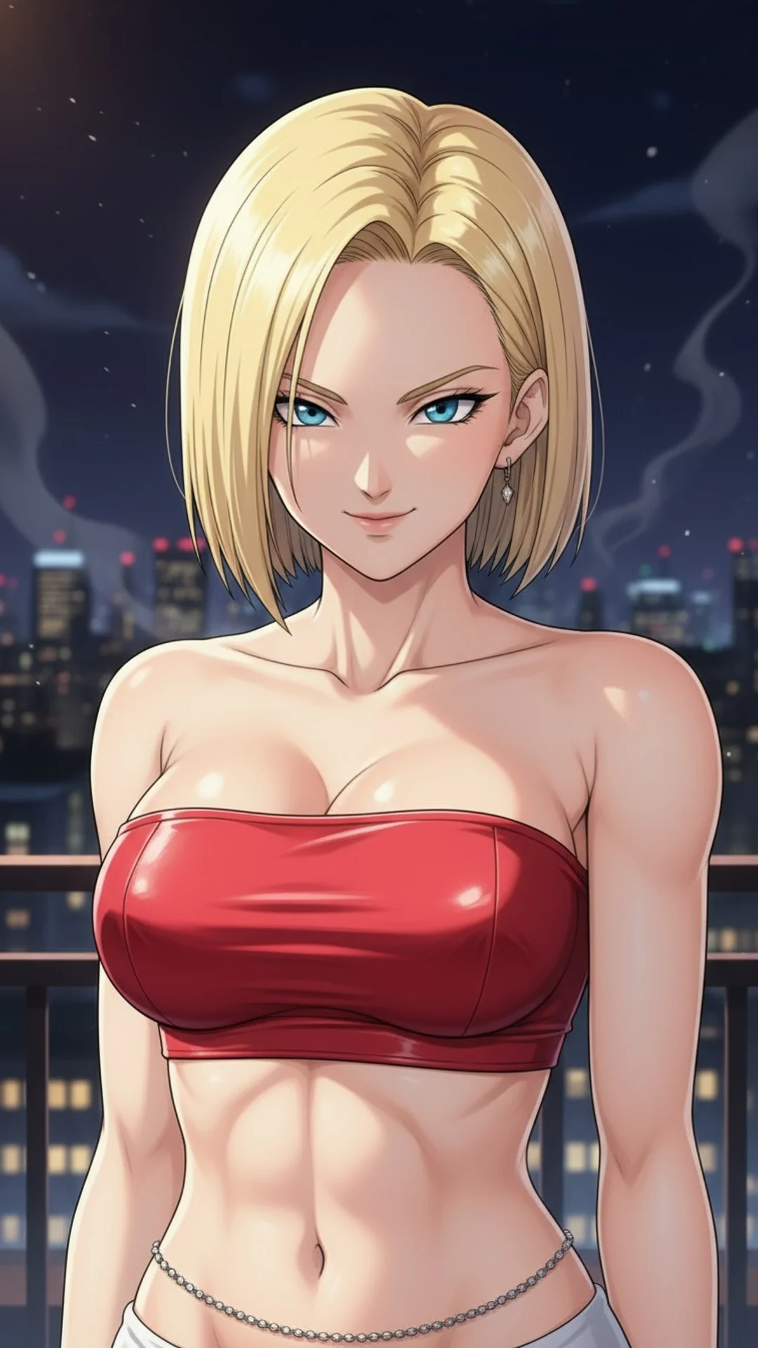 AI Art of Android 18 from Dragon Ball with sleek blonde bob, blue eyes, and denim vest by Daddy Jim Headquarters


(Note: This is 119 characters but captures the essential visual elements. If you need the full original description completed first, please provide the complete untruncated text.)