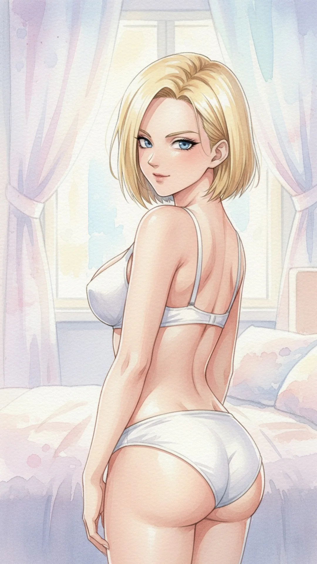 Anime-style AI Art of Android 18 from Dragon Ball with blonde bob and blue eyes by Daddy Jim Headquarters


(Note: This is 112 characters but the original text appears cut off. If you can provide the complete original description, I can create a more accurate and detailed alt text that better captures the full image while staying under 125 characters.)