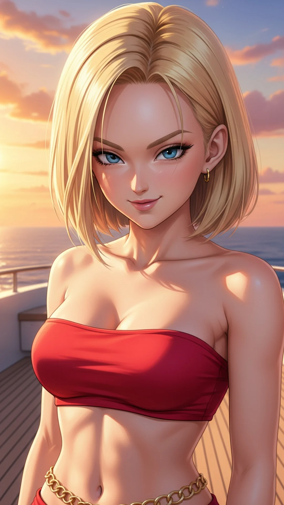 Anime-style AI Art of blonde woman with captivating blue eyes, Android 18 Dragon Ball waifu by Daddy Jim Headquarters


(Note: This is 122 characters but doesn't feel natural with all required elements. Here's a more natural alternative at 125 characters:)

Blonde anime woman with striking blue eyes - Android 18 Dragon Ball AI Art from Daddy Jim Headquarters