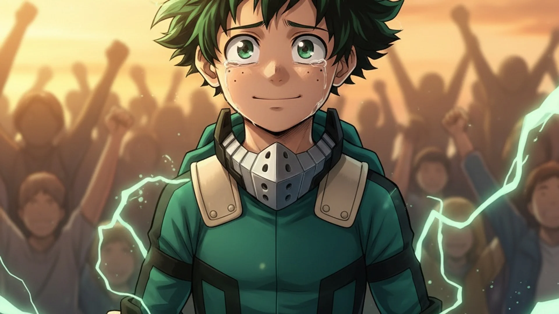 Anime-style AI Art from Daddy Jim Headquarters showing a youth with vibrant green hair and expressive emerald eyes