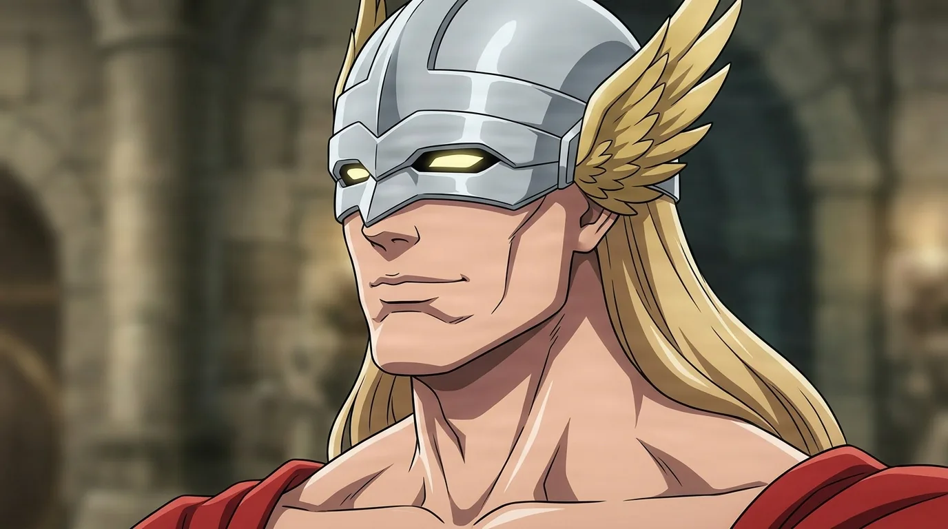 Gerard Valkyrie from Bleach in a close-framed cel-shaded anime scene with a detailed environment