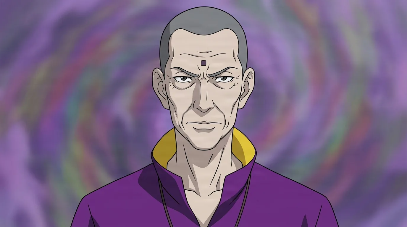 Doctor Londes from Cowboy Bebop in a close-framed cel-shaded anime scene with a detailed environment