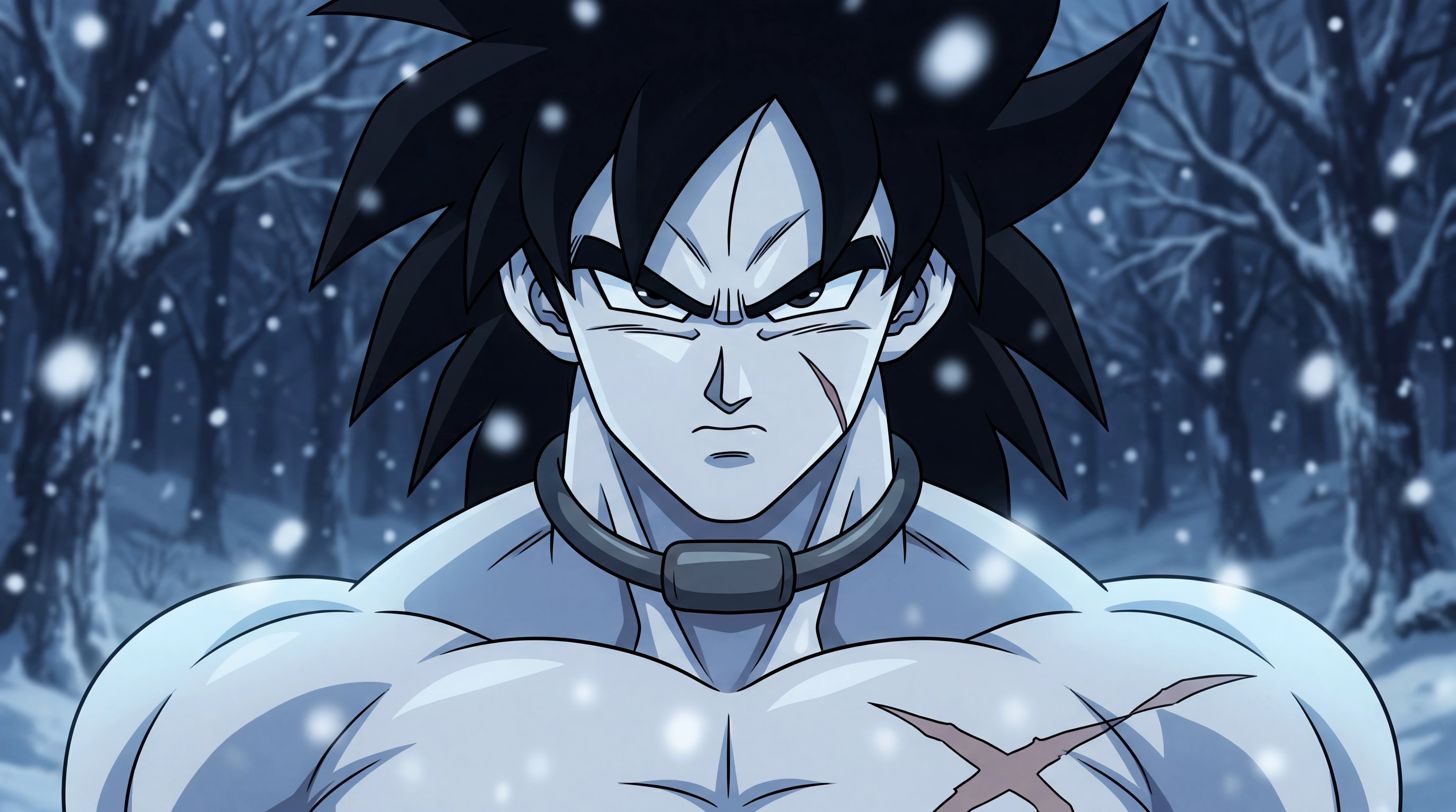 Broly in a snowy wilderness