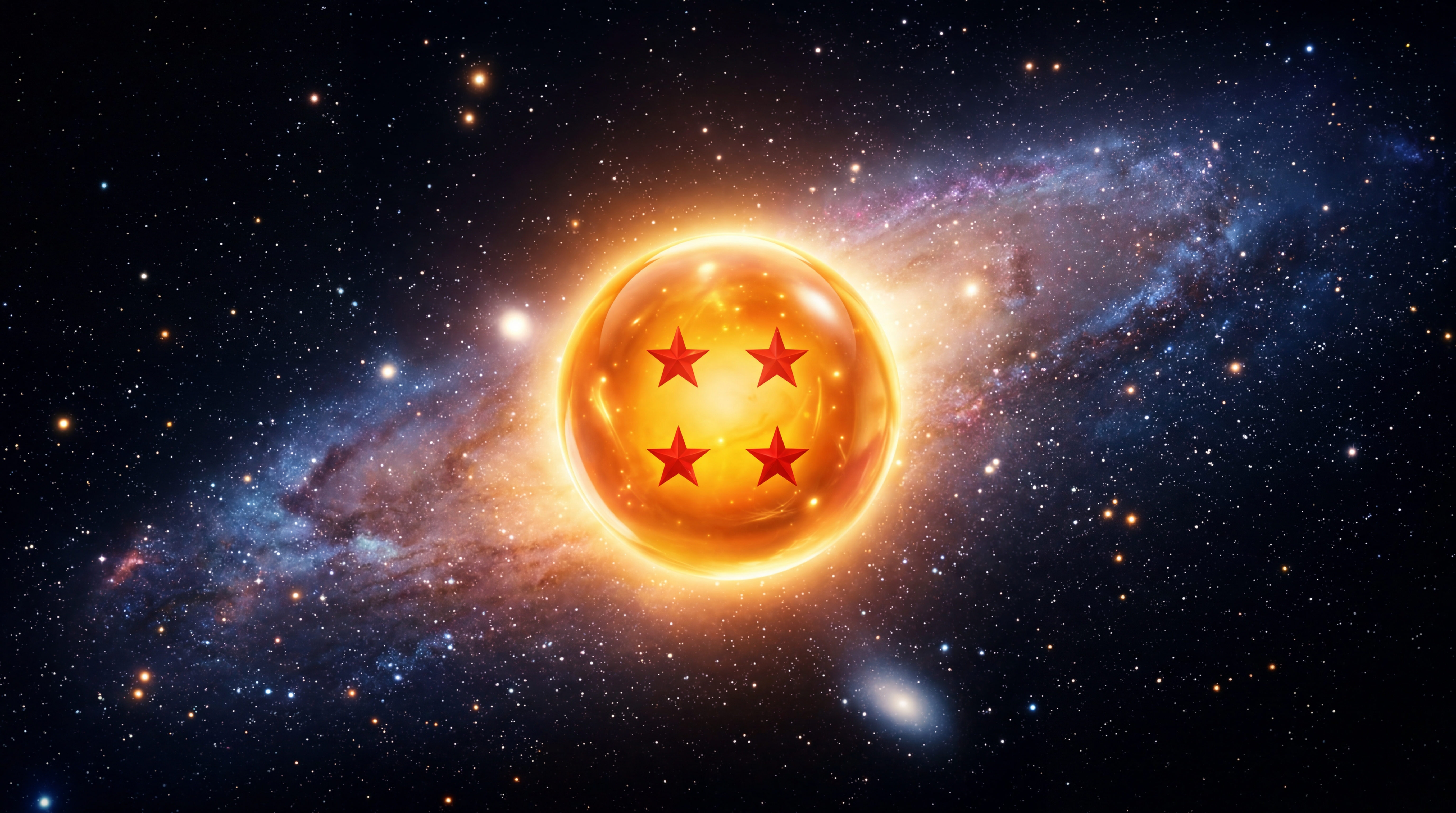 The four-star Dragon Ball glowing in the vastness of space