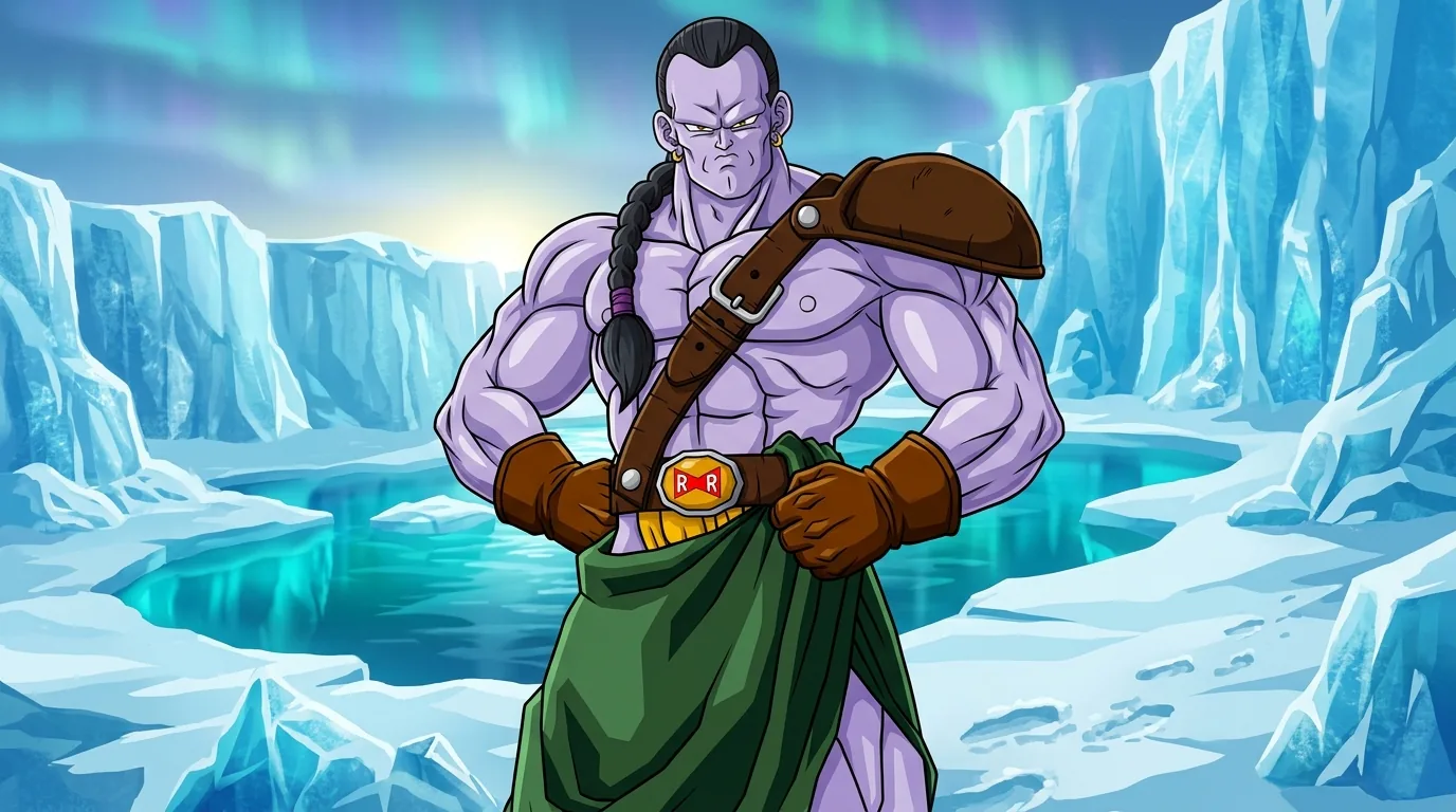 Android 14, the towering blue-skinned red-haired android antagonist from Dragon Ball Z: Super Android 13