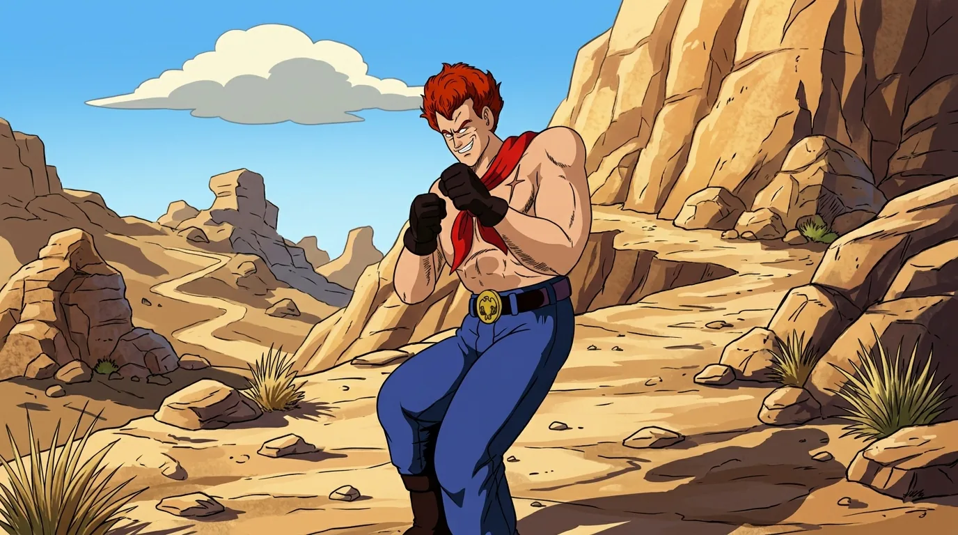 Colonel Silver, a red-haired Red Ribbon Army officer in a fighting stance.