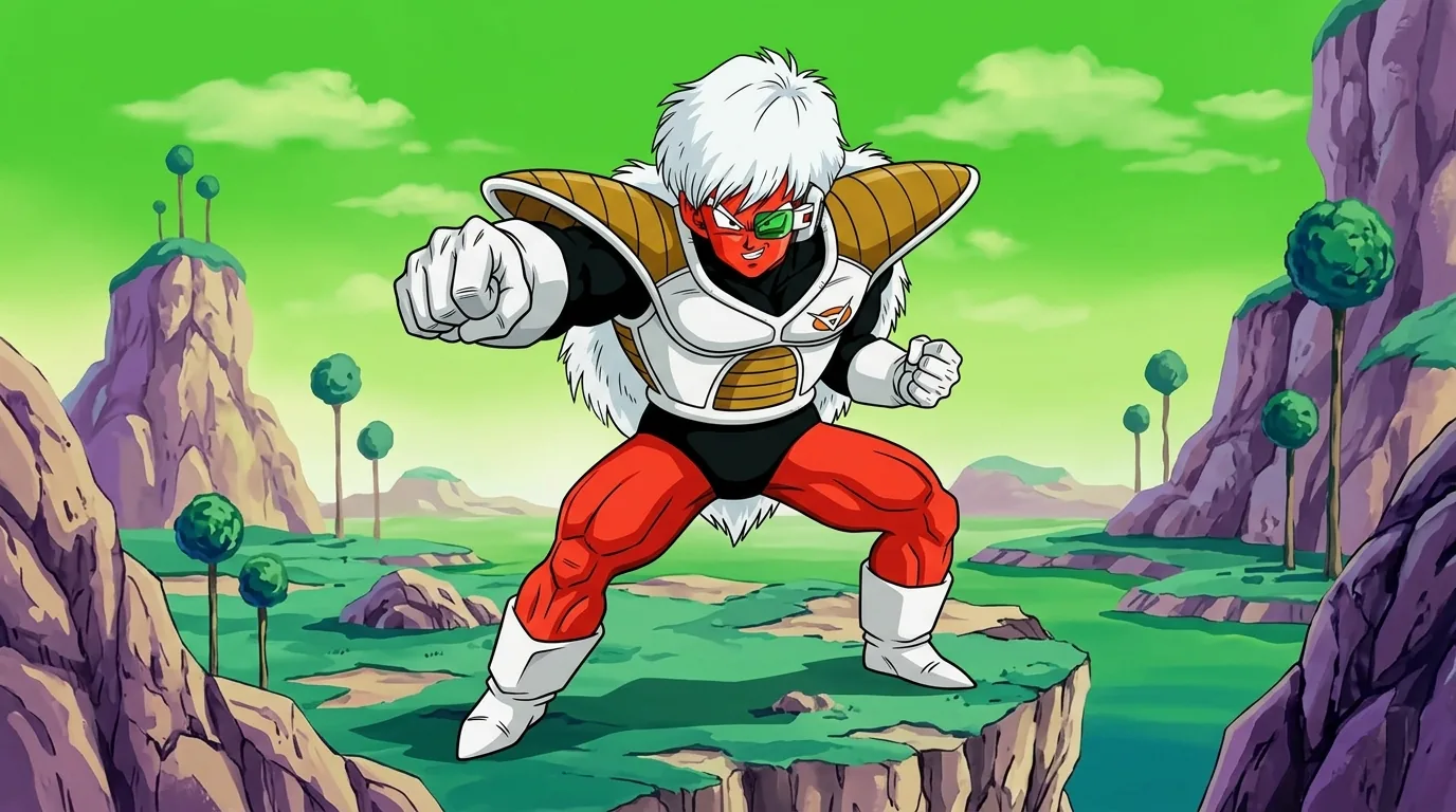 Jeice, the red-skinned white-haired member of the Ginyu Force in Frieza Force armor.