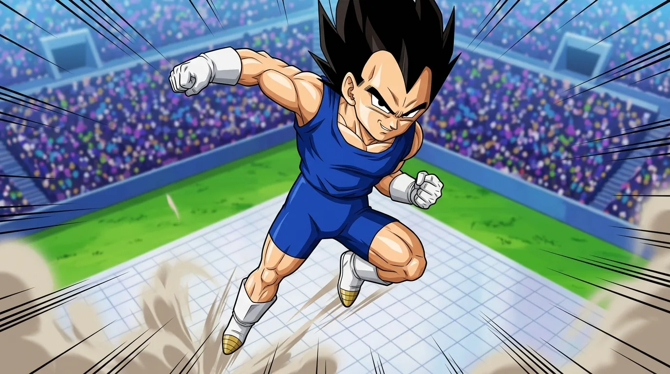Vegeta Jr., a 1/16 Saiyan, 15/16 Human (approximately) character from Dragon Ball.