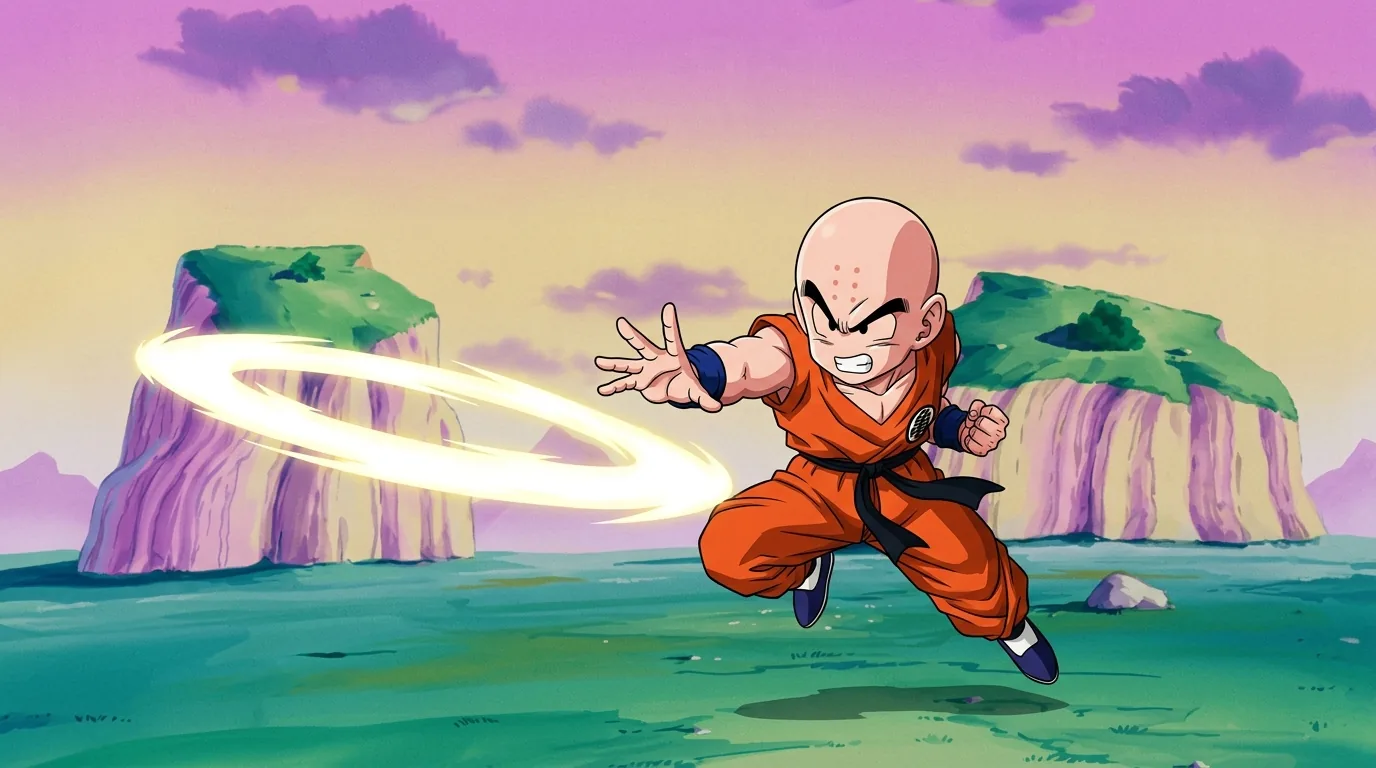 Destructo Disc, Krillin's signature flat razor-sharp golden ki disc capable of slicing through almost anything