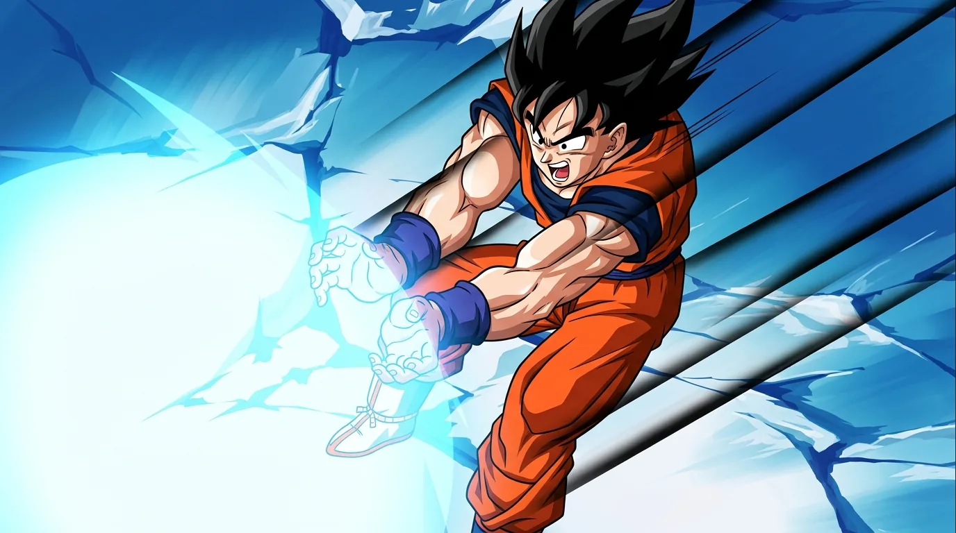 Kamehameha, the iconic blue energy wave attack of the Turtle School fired with cupped hands