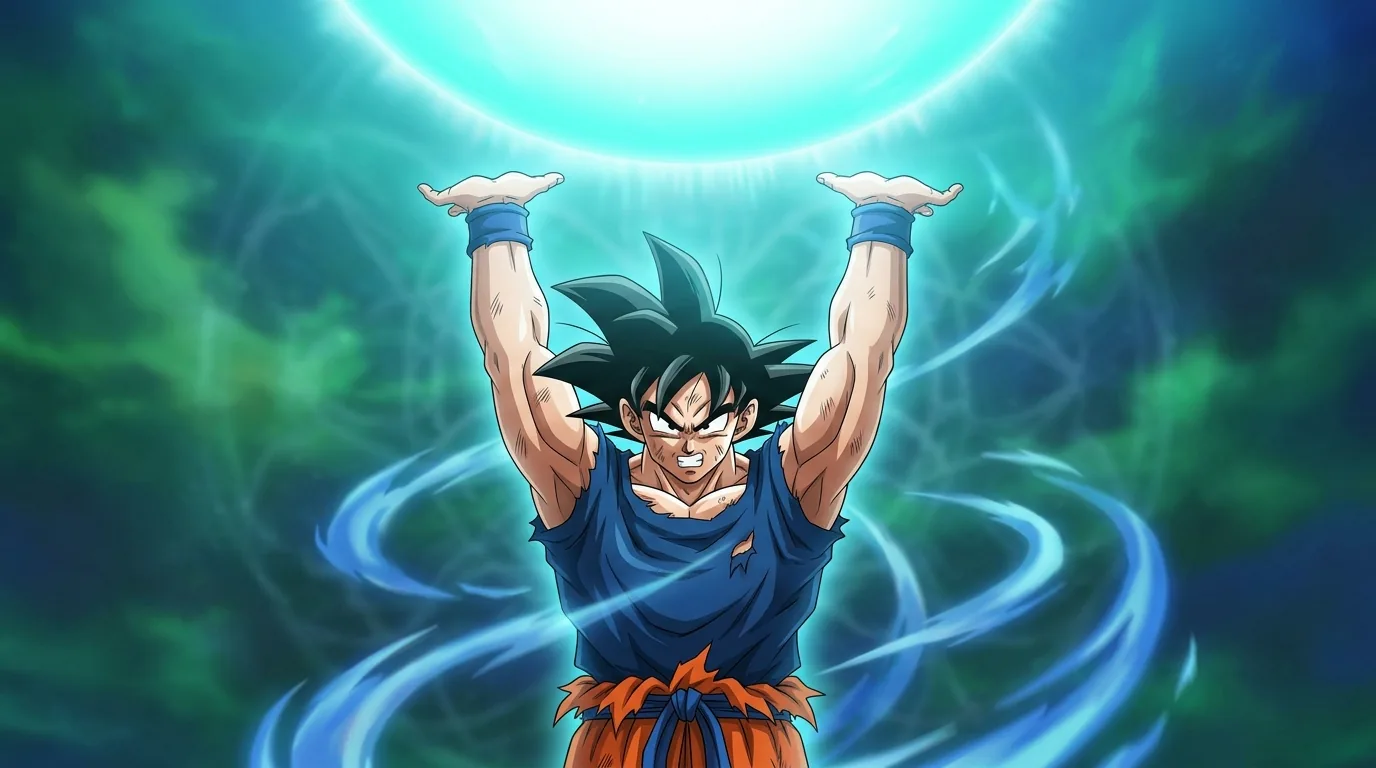 Spirit Bomb, the massive blue sphere of gathered life energy created by King Kai's ultimate technique
