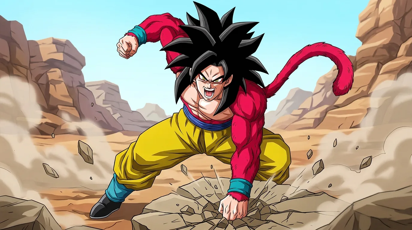 Super Saiyan 4, the red-furred black-haired primal evolution exclusive to Dragon Ball GT
