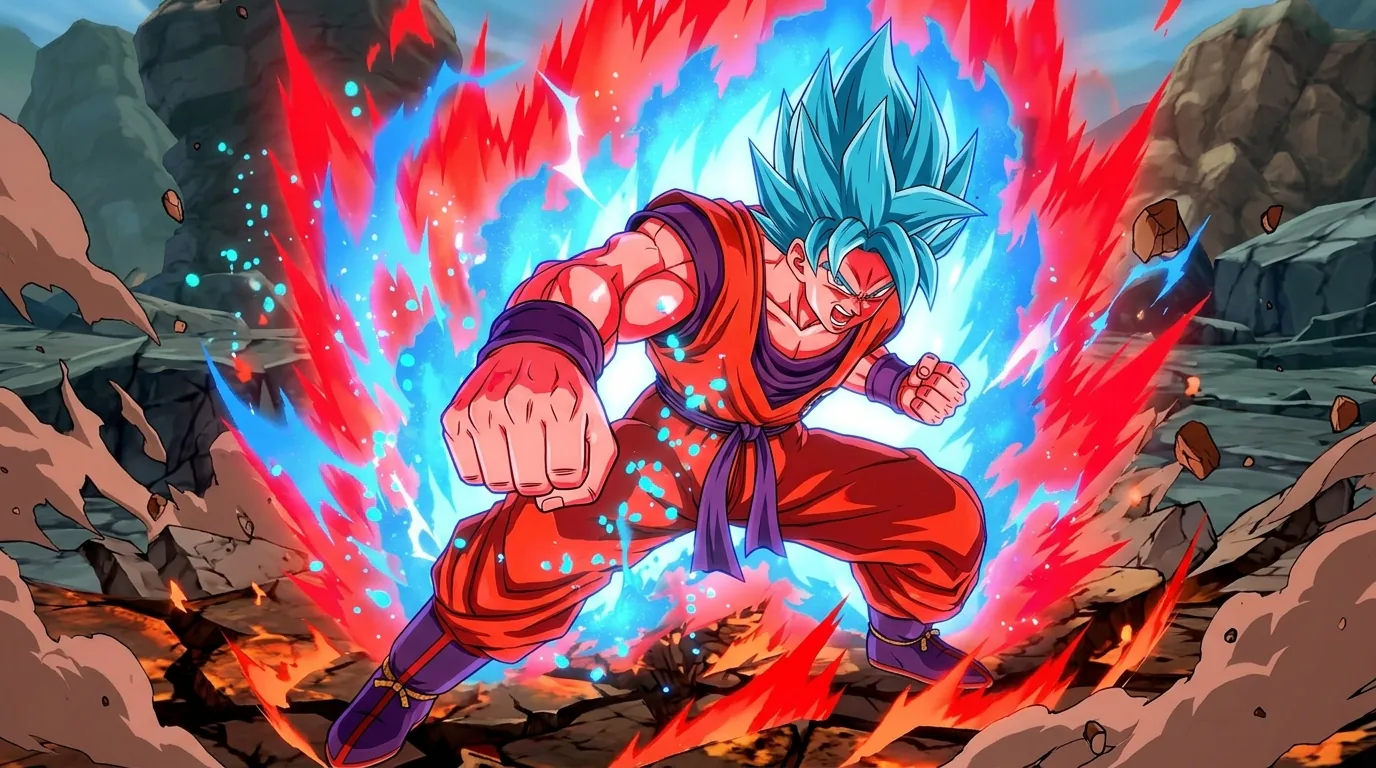 Super Saiyan Blue Kaio-ken, a transformation from Dragon Ball.
