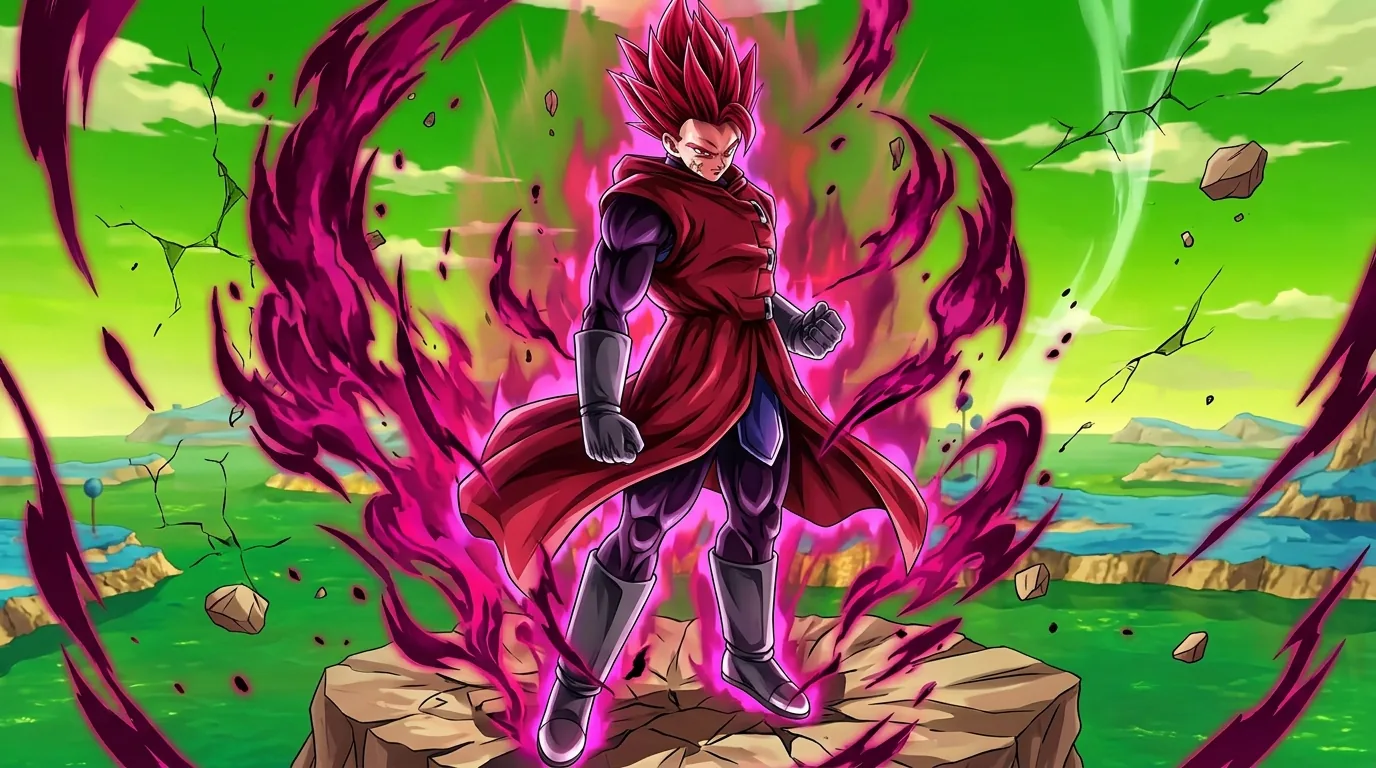 Super Saiyan God Dark Ki Unleashed, a transformation from Dragon Ball.