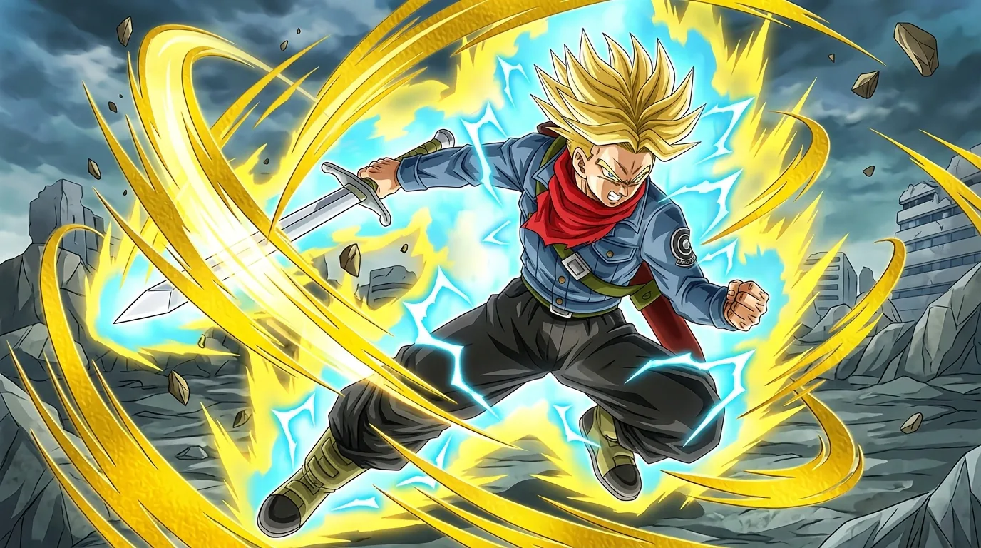Super Saiyan Rage, Future Trunks' grief-driven blue-aura Super Saiyan transformation against Goku Black