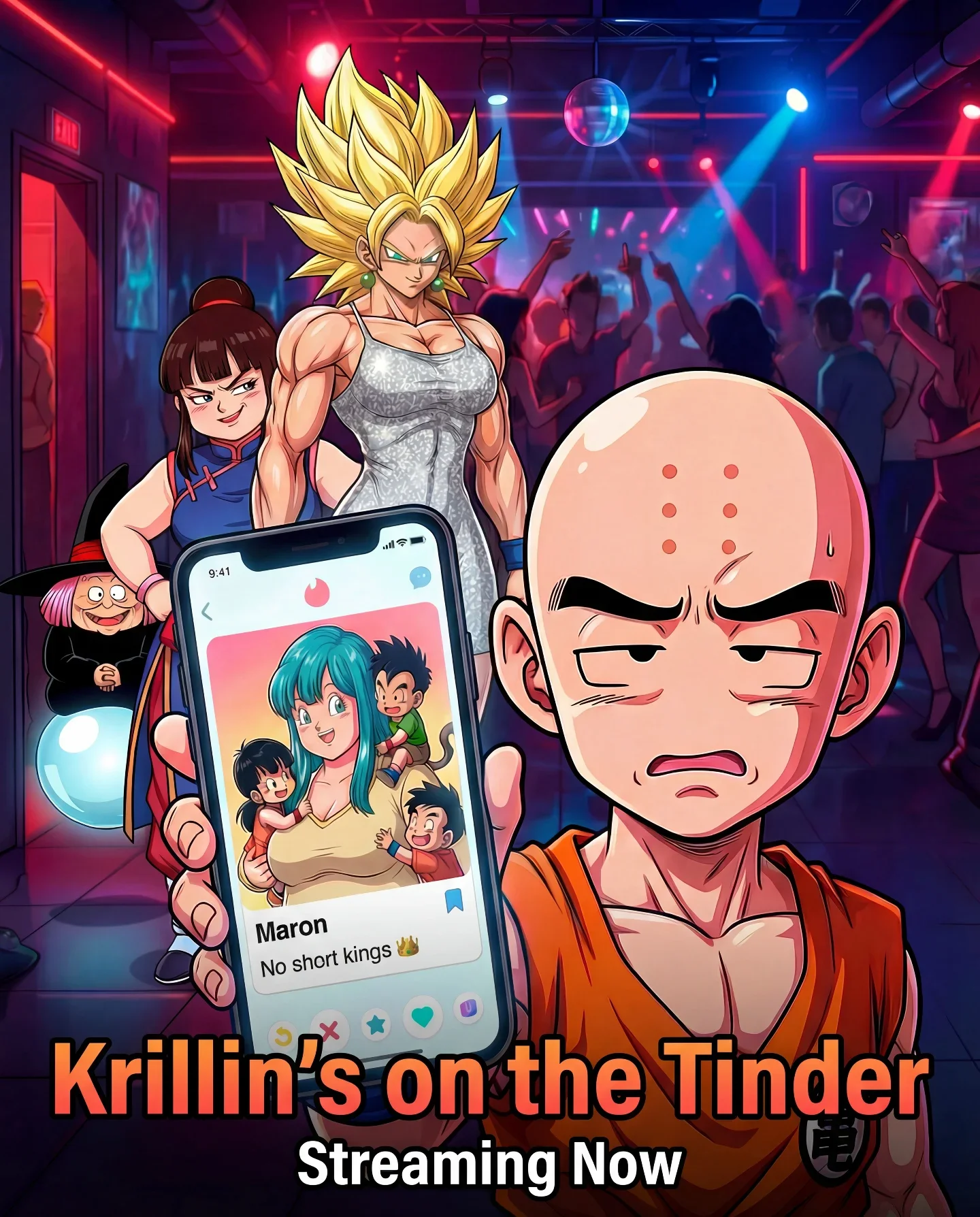 Dragon Ball characters in modern dating app parody meme