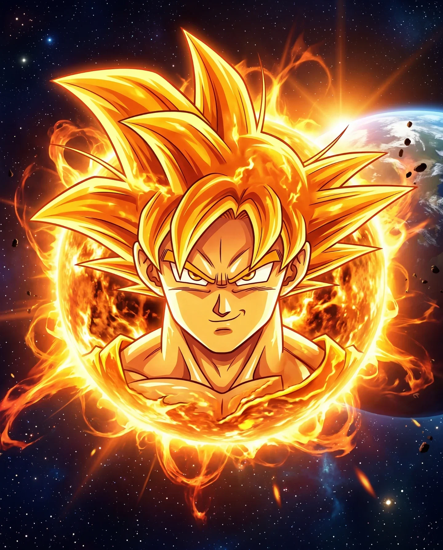 Super Saiyan Goku with spiky golden hair and aura