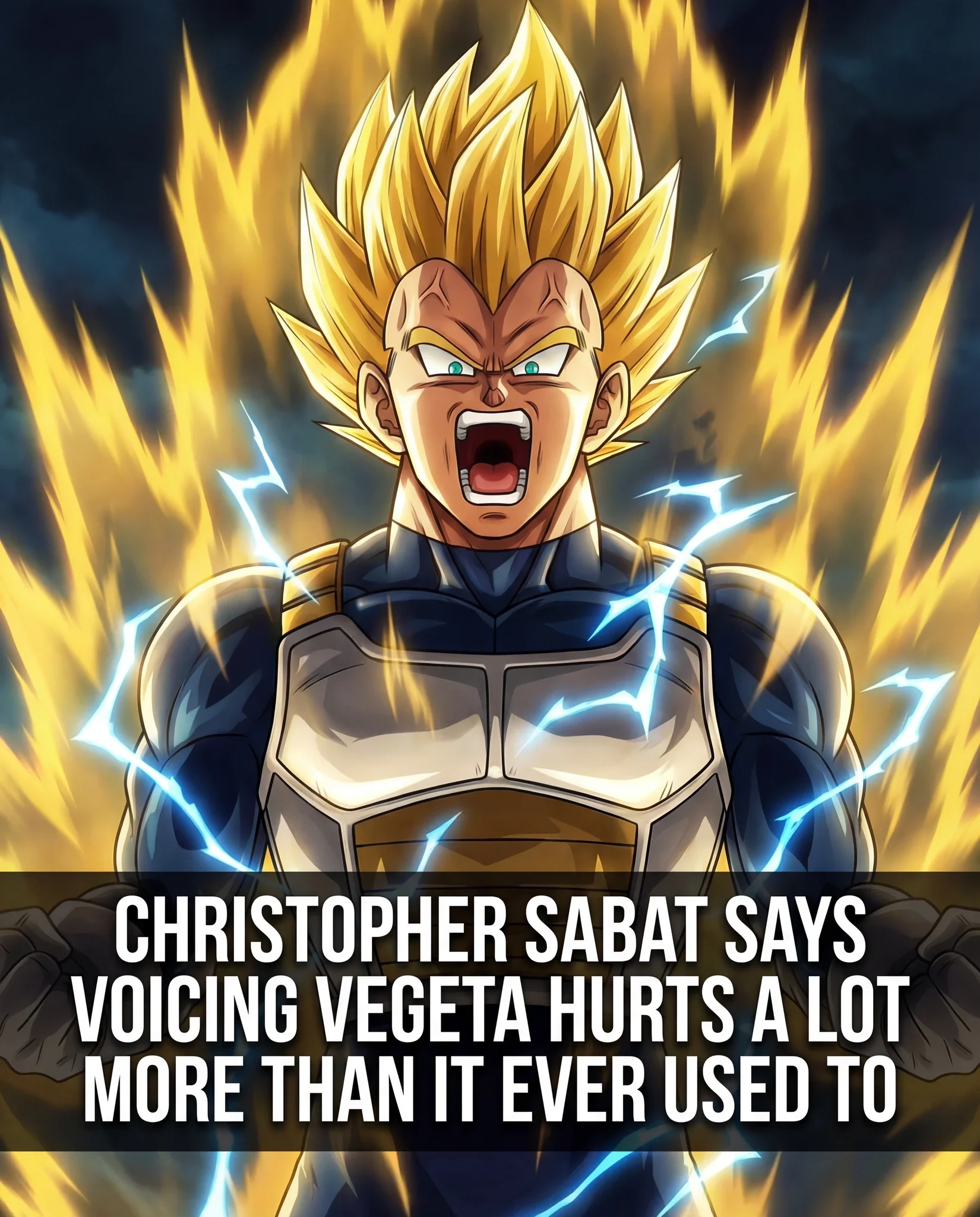 Super Saiyan Vegeta in golden aura transformation state