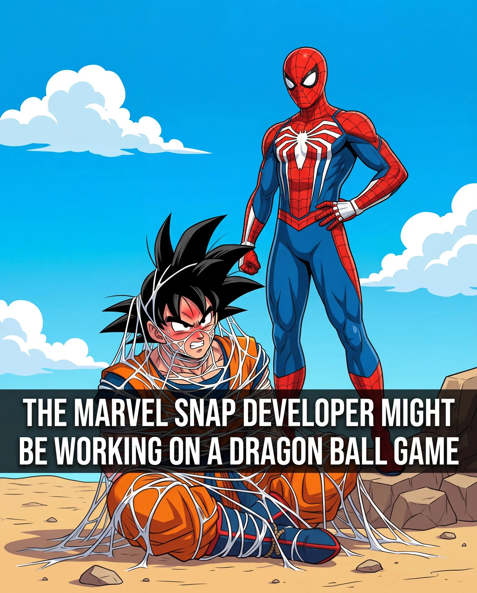 Goku and Spider-Man crossover meme about Marvel game development