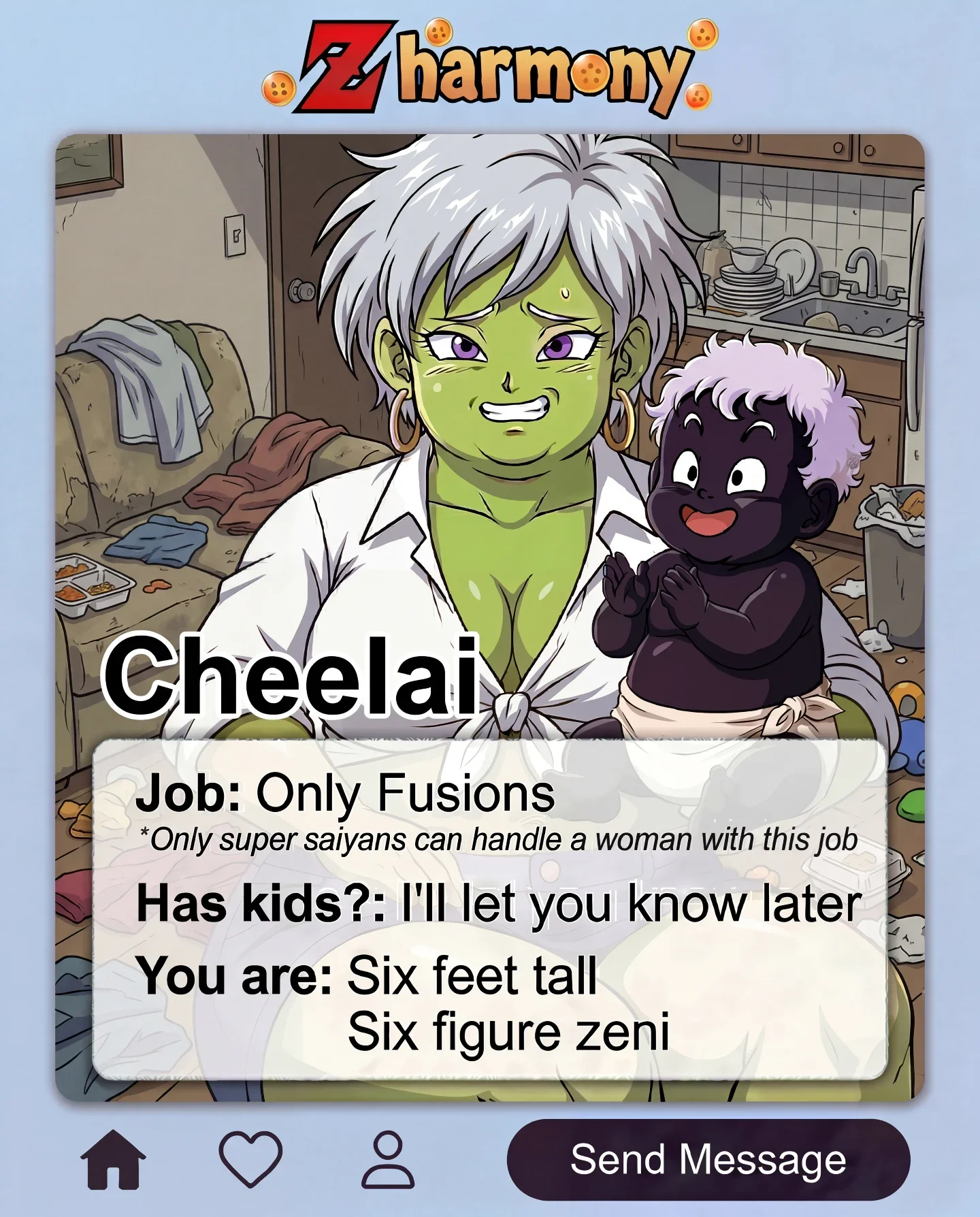 Cheelai profile card from Z Harmony dating app