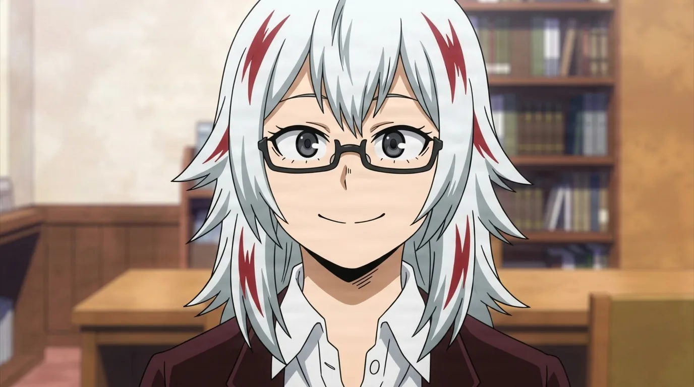 Fuyumi Todoroki from My Hero Academia in a close-framed cel-shaded anime scene with a detailed environment
