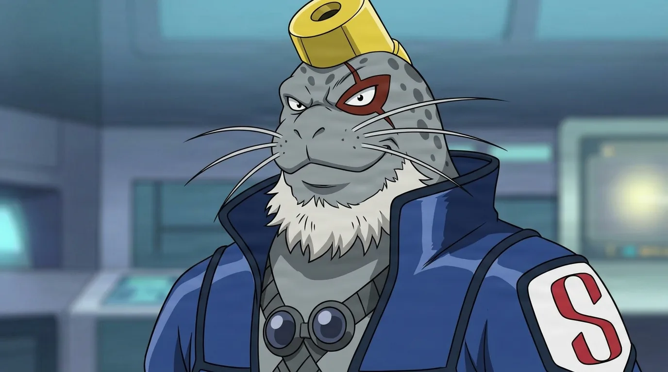 Selkie from My Hero Academia in a close-framed cel-shaded anime scene with a detailed environment