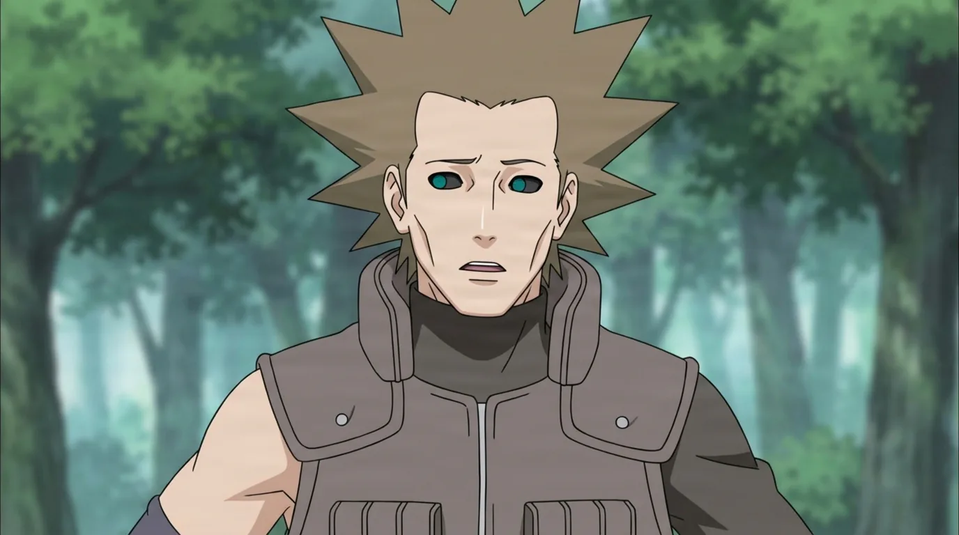 Gari from Naruto in a close-framed cel-shaded anime scene with a detailed environment