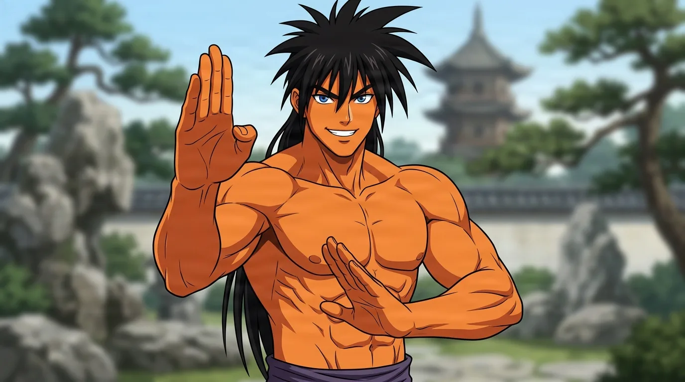 Suiryu from One Punch Man in a close-framed cel-shaded anime scene with a detailed environment