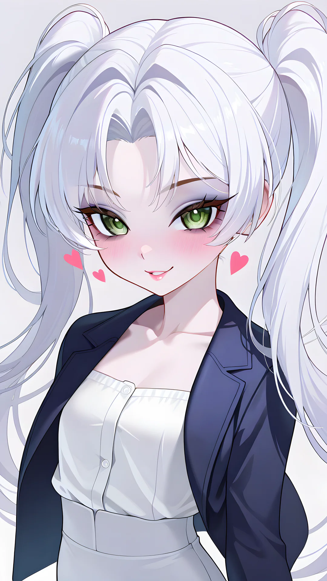 Lorelai AI character with flowing silver-white hair in elegant anime art style - AI Art featuring detailed 3D anime design